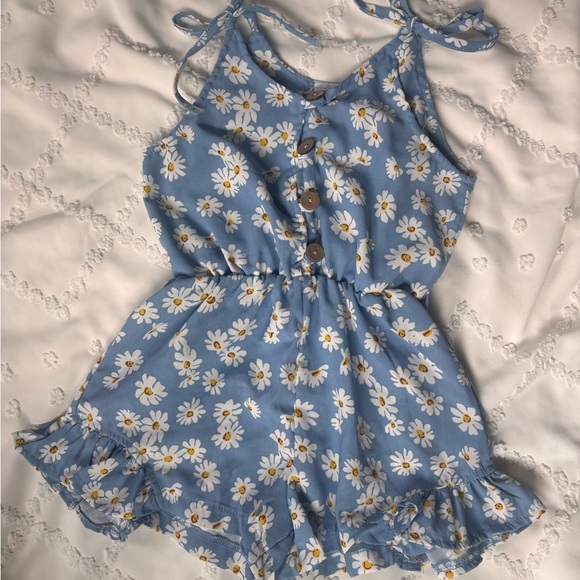 Other - Floral Blue Romper with Daisy Print